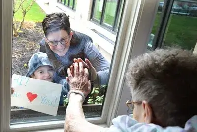 Mom and Child Window visits St. Anne Home