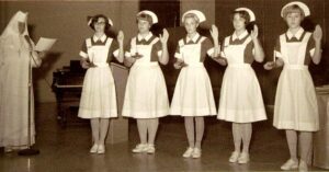 1966 photo of students in Madonna University's nursing program.