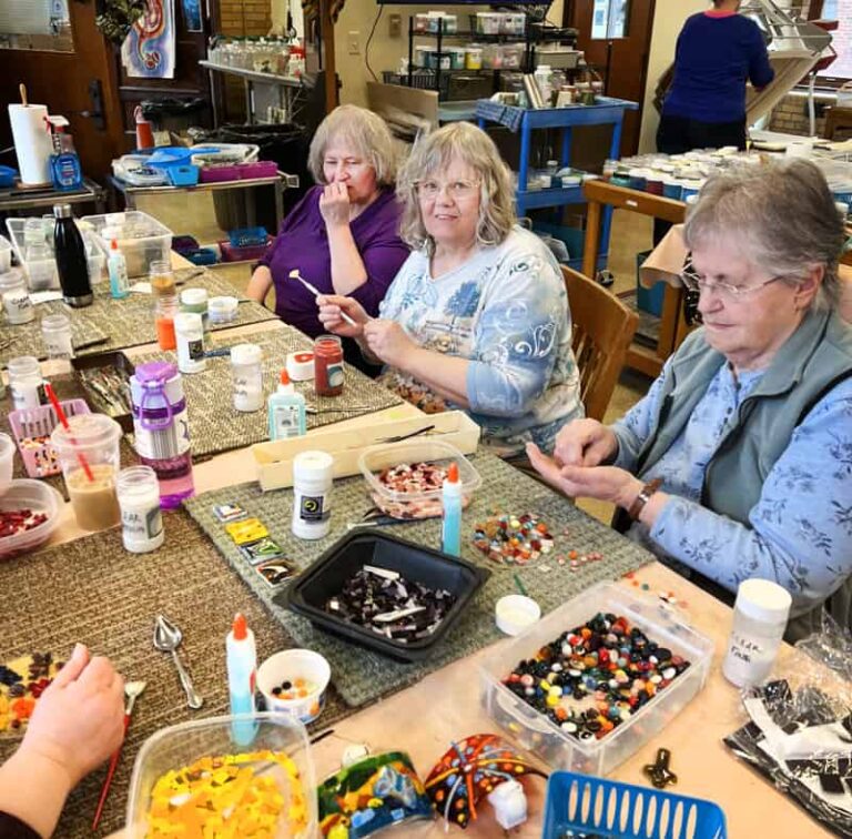 Class for students with special needs at Illumination Stained Glass Studio.